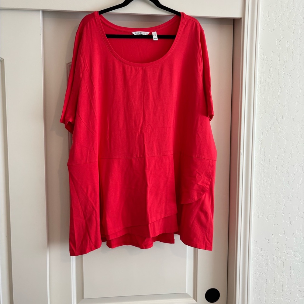 Isaac Mizrahi Vibrant Red Short Sleeve Top
